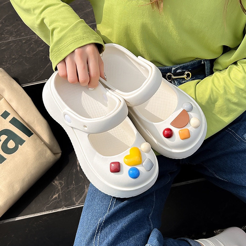 Dép Đế Dày Đục Lỗ Chống Trượt Dễ Thương Thời Trang Mùa Hè