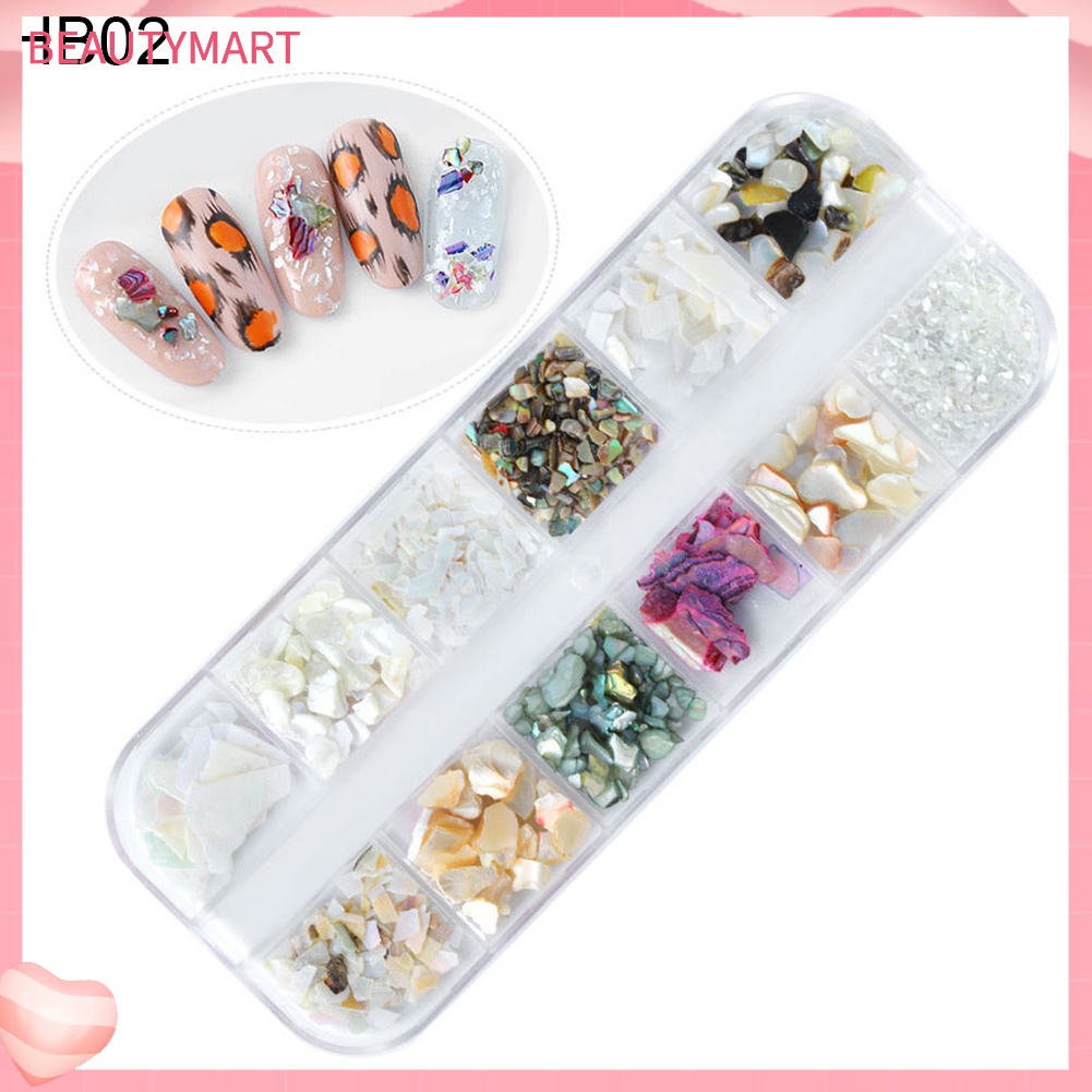 [beautymart] Bộ Phụ Kiện Trang Trí Móng Tay Nghệ Thuật 3D Kiểu Vỏ Sò Không Đều 12 Phong Cách
