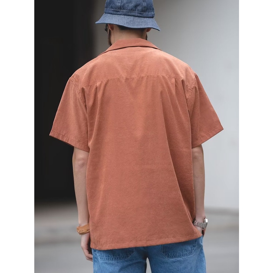 Áo Sơ Mi Vải Nhung Tay Ngắn Dáng Rộng Phong Cách Retro Pháp Thời Trang Mùa Hè Cho Nam
