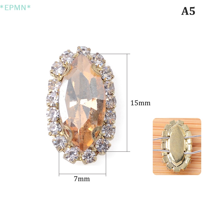 Hwetr Viên Đá Pha Lê Thủy Tinh 7 X 15Mm May Quần Áo DIY Mới