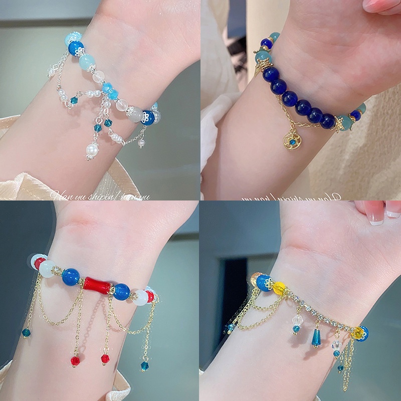 Vòng Tay Chuỗi Hạt Màu Xanh Thời Trang Mùa Hè 2023