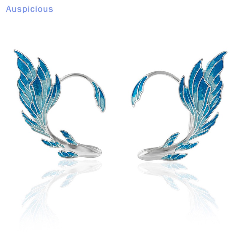 [AuspiciousV] Khuyên Kẹp Vành Tai Không Xỏ Lỗ Hình Đuôi Cá Màu Gradient Cá Vàng Biển Xanh Dương Thời Trang Cho Nữ