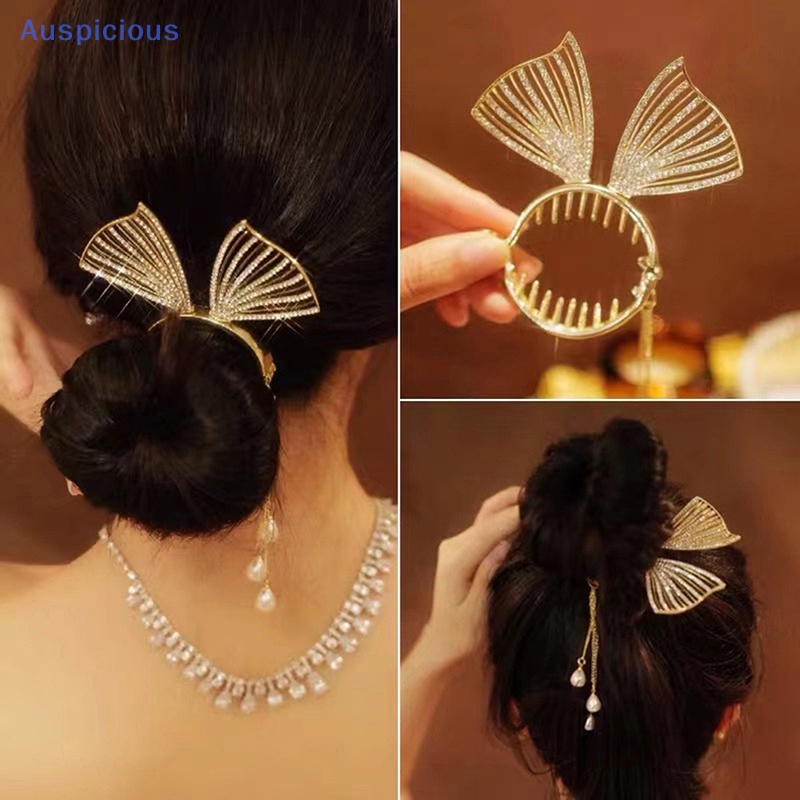 Kẹp Tóc Đuôi Ngựa Đính Đá Phối Tua Rua Thời Trang Cho Nữ