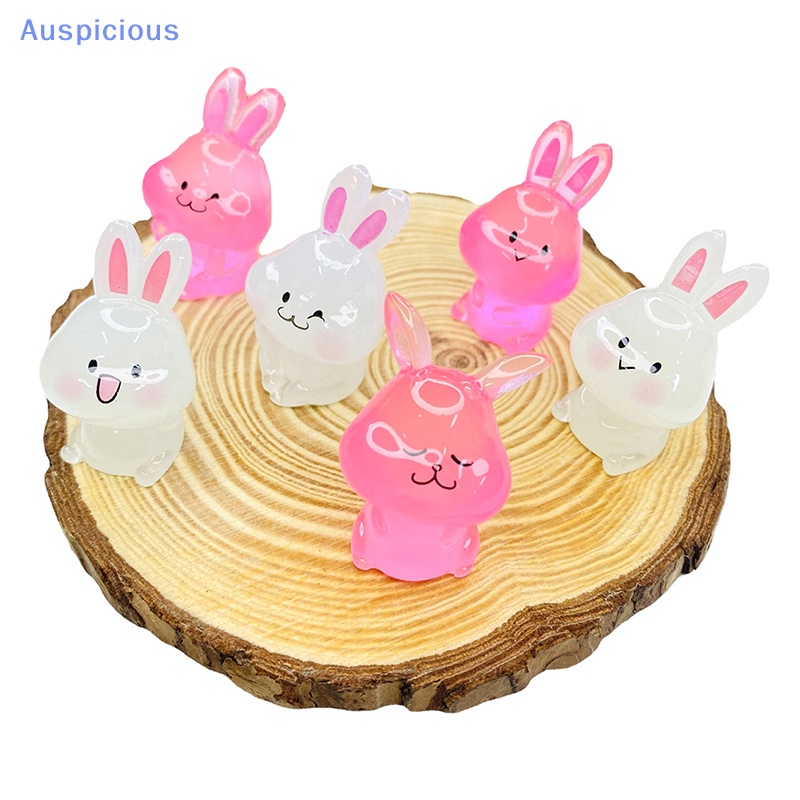 Set 2 Mô Hình Thỏ Mini Bằng Nhựa Phát Quang Trang Trí Sân Vườn