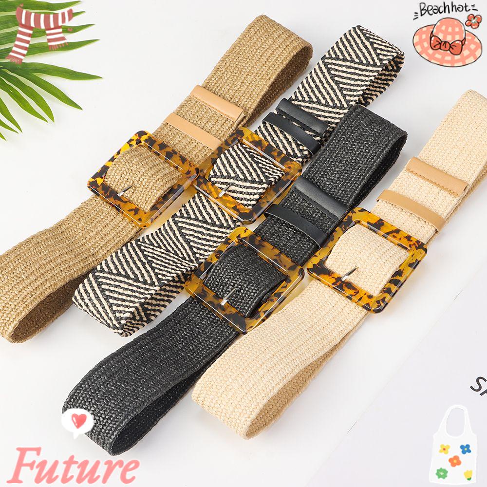 Thắt Lưng Đan Cói Bản Rộng Họa Tiết Da Báo Kiểu Bohemian Thời Trang Mùa