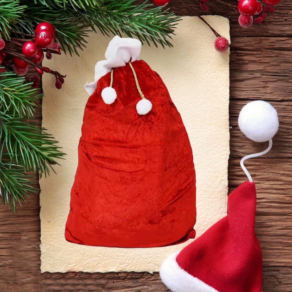 Túi Đựng Kẹo Giáng Sinh Bằng Nhung Màu Sắc Tươi Sáng Sức Chứa Lớn Có Dây Cột