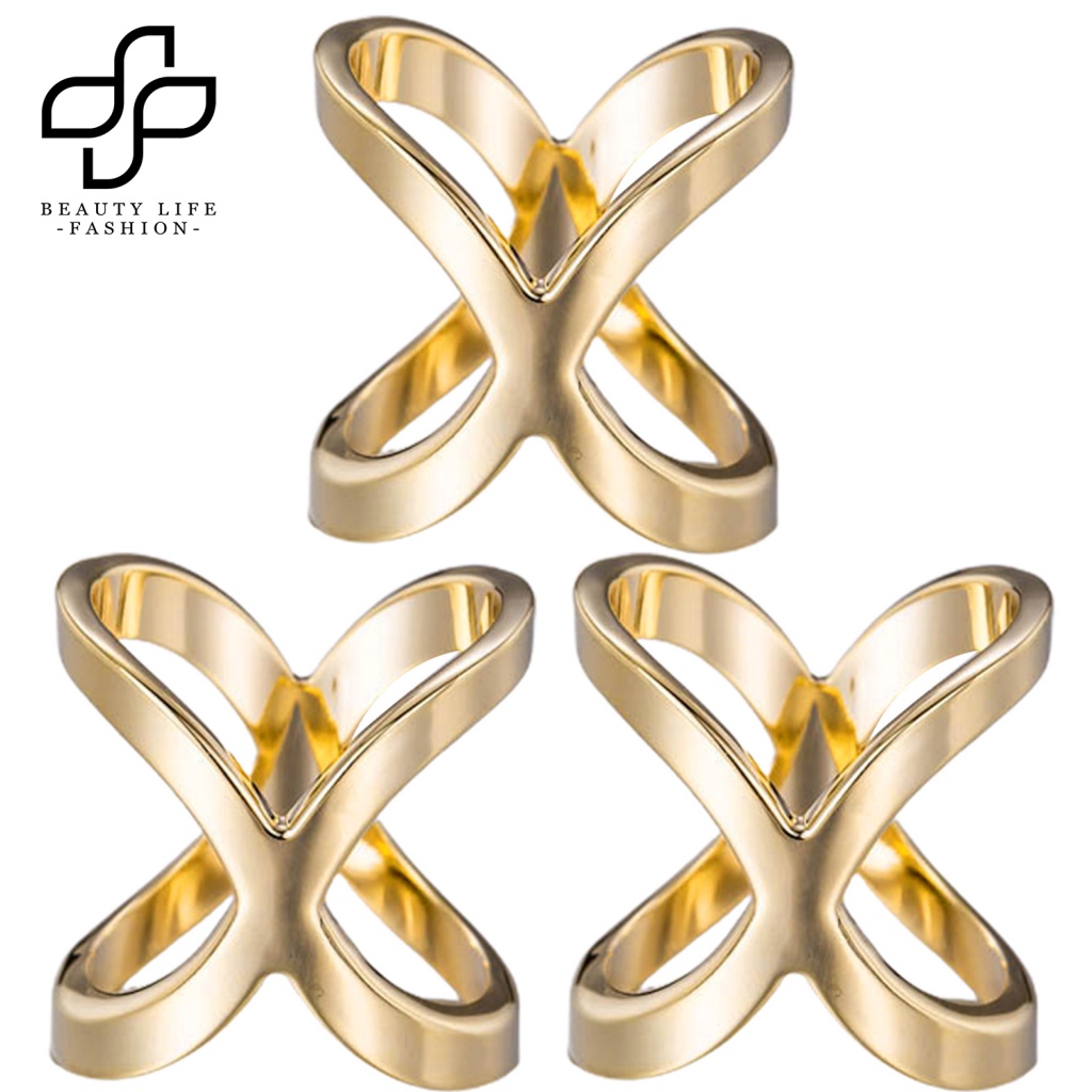 Bộ 3 Móc Treo Khăn Quàng Cổ Hình Chữ X Thiết Kế Đục Lỗ Thanh Lịch Đa Năng Cho Nữ