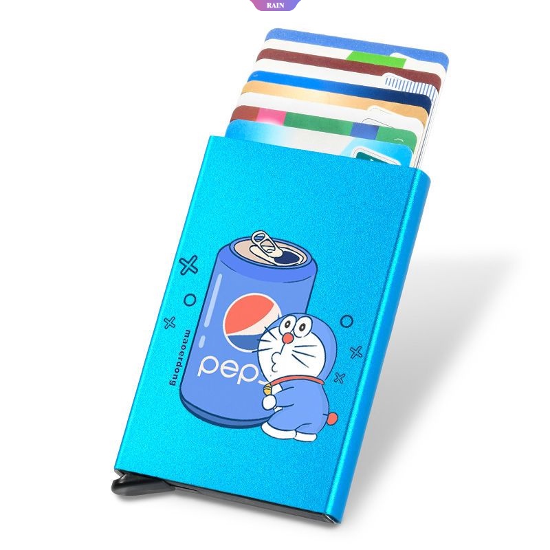 Ví Đựng Thẻ Ngân Hàng Tự Động Bật Lên Bằng Nhôm In Hoạt Hình Pikachu Doraemon Dễ Thương Tháo Gỡ Nhanh Cho Nữ [RAIN]