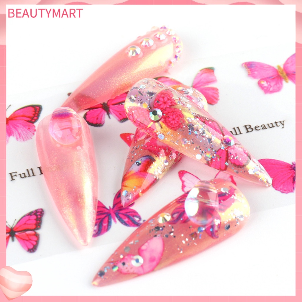 Túi 10 Miếng Dán Móng Tay Họa Tiết Bướm Nhiều Màu DIY