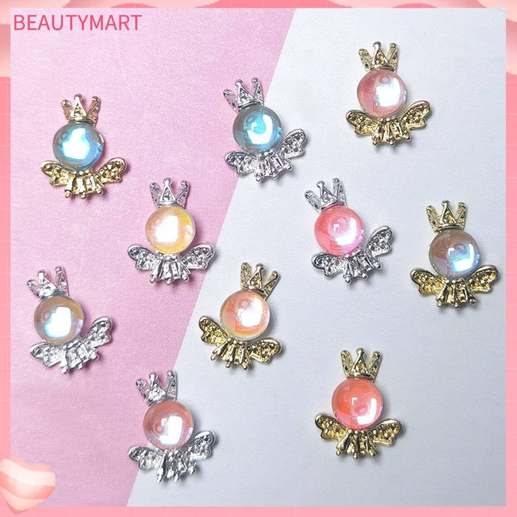 Set 10 Phụ Kiện Trang Trí Móng Tay Hình Vương Miện Bằng Hợp Kim DIY