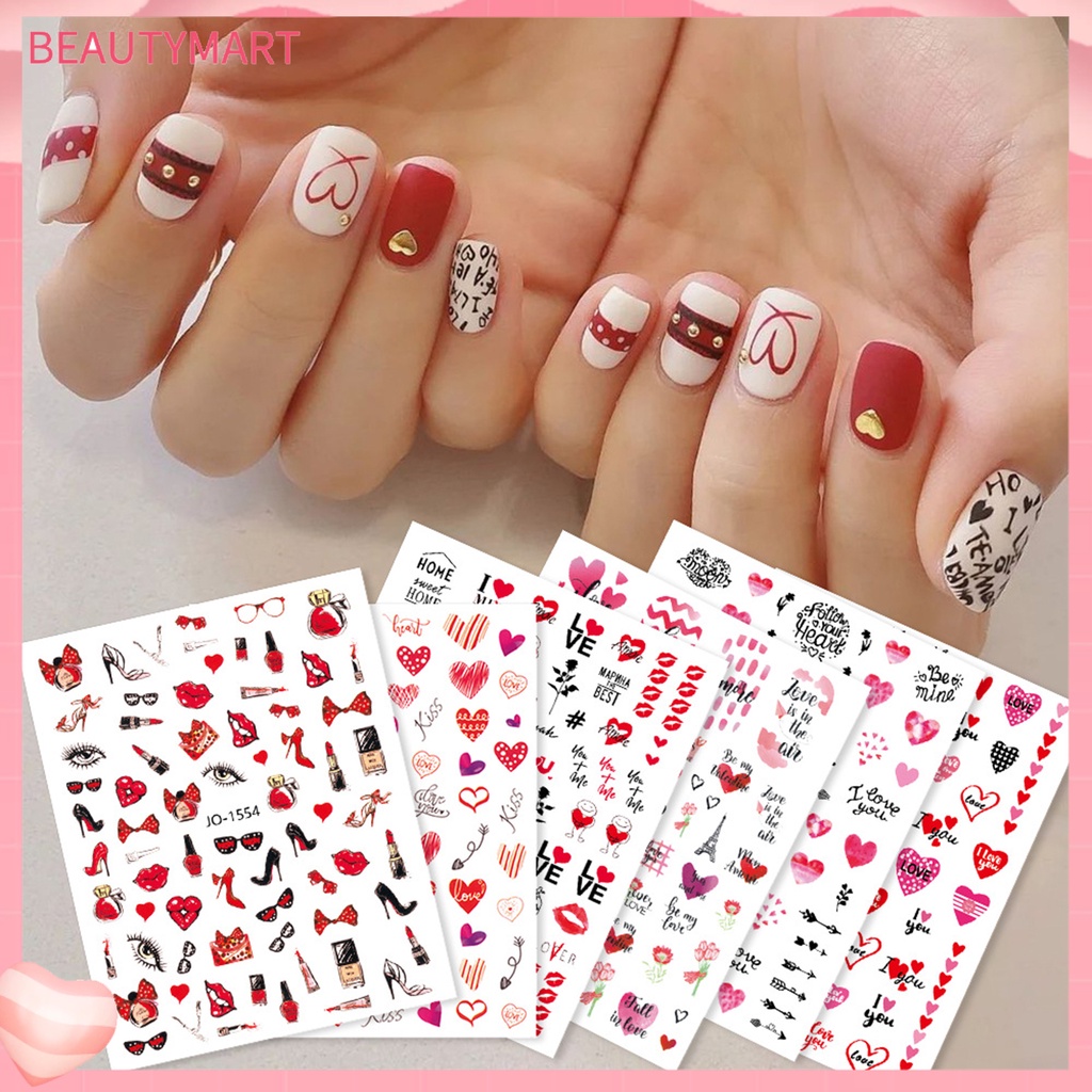 Miếng Dán Móng Tay Hiệu Ứng 3D Không Phai Tự Dính Hình Hoa Lãng Mạn Cho Nữ