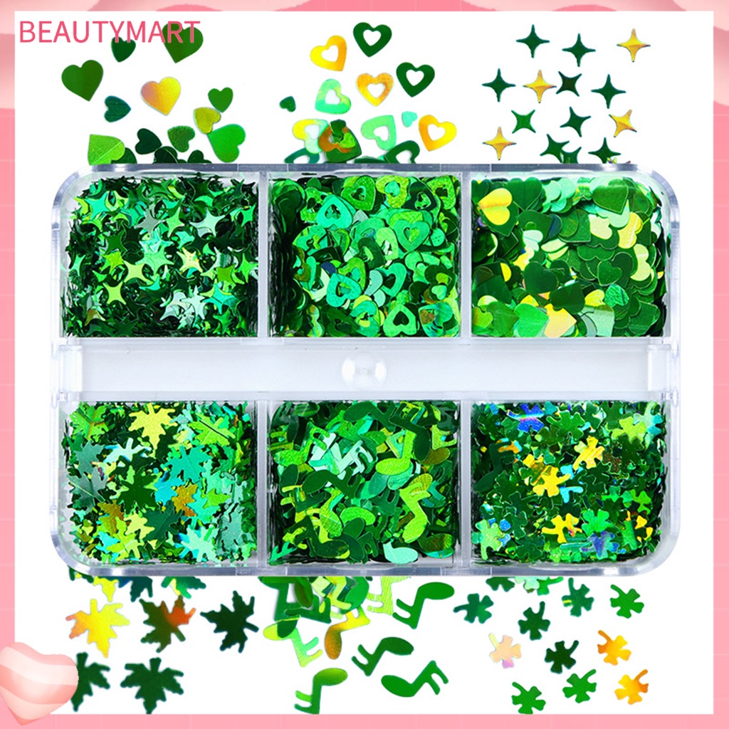 Hộp 6 Ngăn Đựng Hạt Sequin Lấp Lánh Trang Trí Móng Nghệ Thuật Cho Nữ