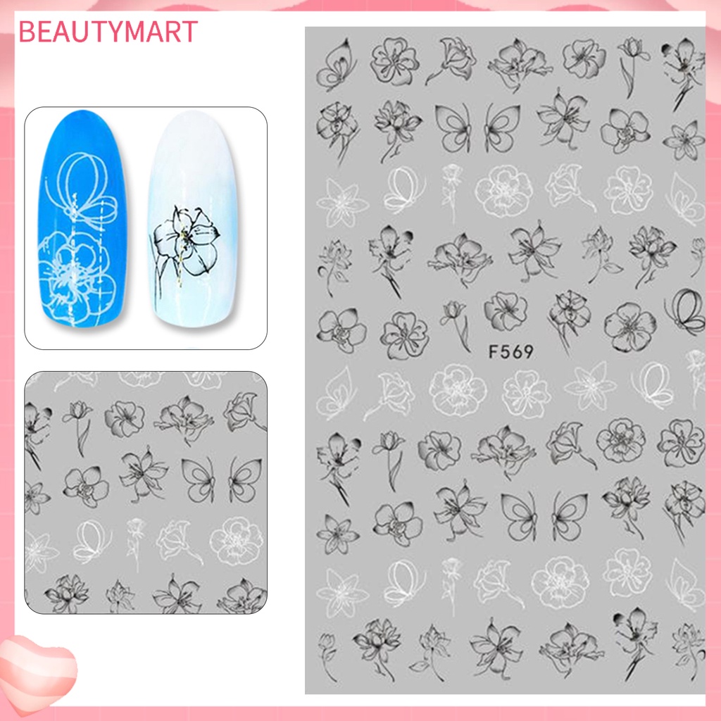 Miếng Dán Trang Trí Móng Tay 3D Tự Dính Lâu Trôi Đa Năng Màu Sắc Tương Phản Dành Cho Nữ