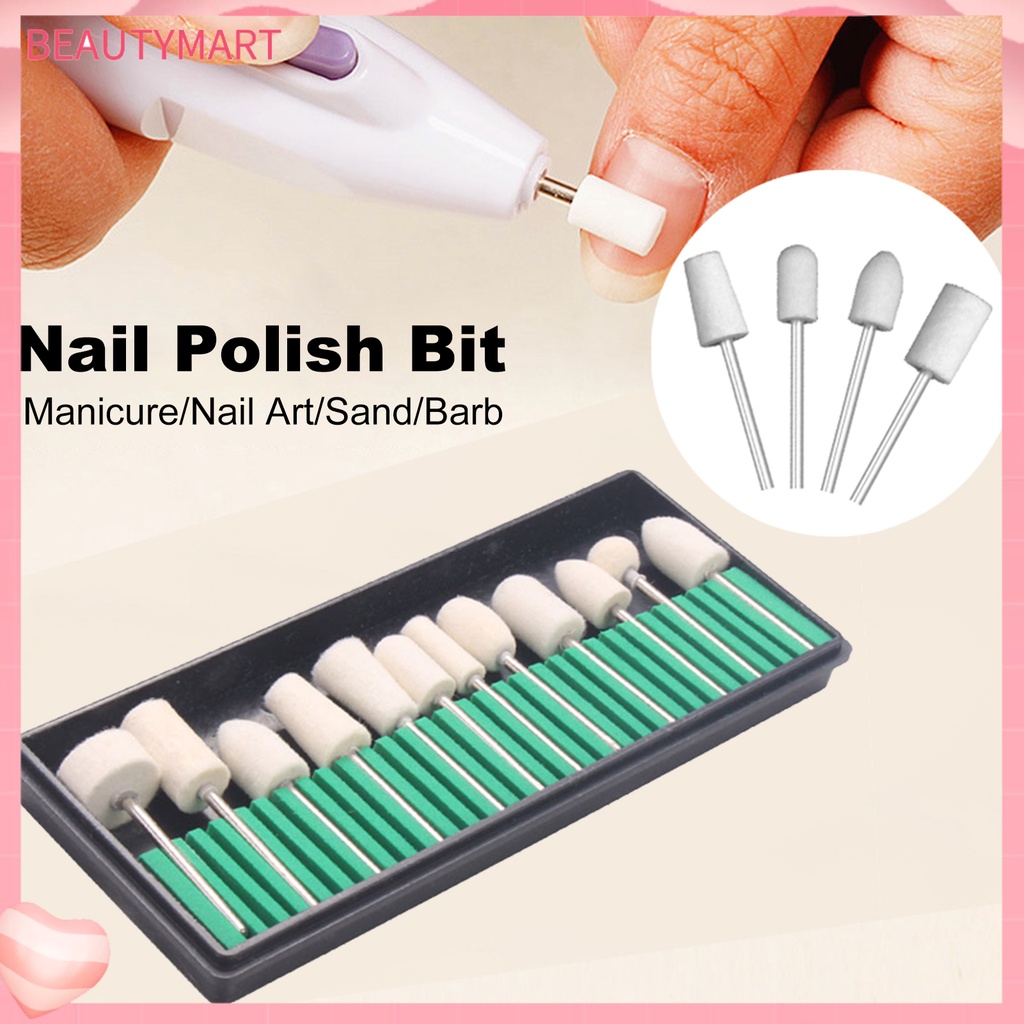 Bộ 12 Mũi Khoan Mài Móng Tay Chống Trầy Màu Trắng Dùng Tại Nhà