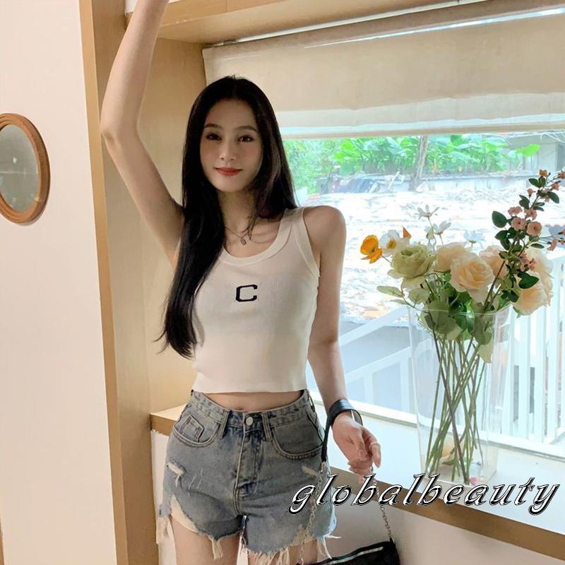 Áo Croptop Không Tay In Chữ Thời Trang Mùa Hè Dành Cho Nữ