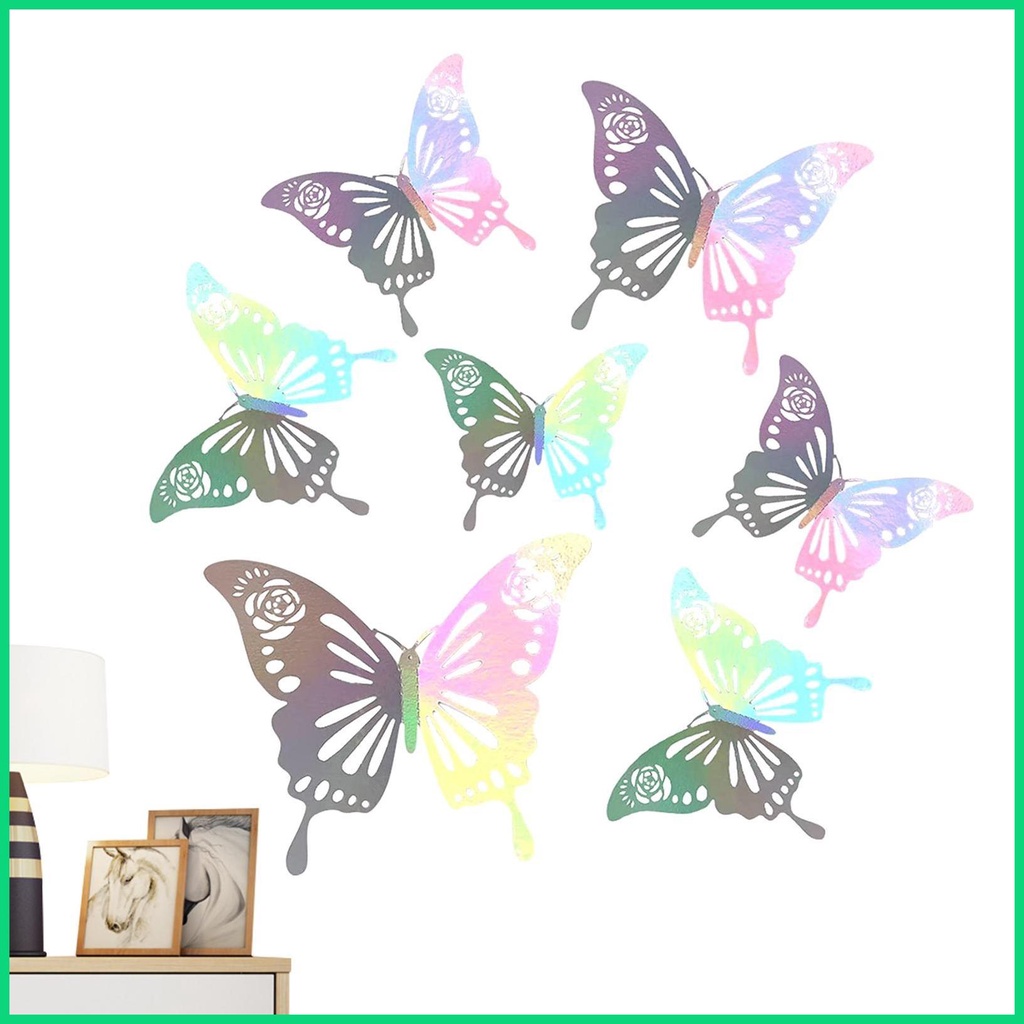 Set 12 Miếng Dán Tường Hình Bướm 3D Nhiều Màu Sắc Có Thể Tháo Rời