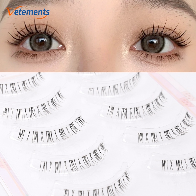 Bộ 5 Cặp Lông Mi Giả Ngắn / Mỏng Trong Suốt Tự Nhiên