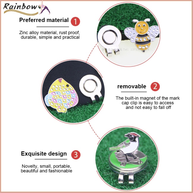 Kẹp Đánh Dấu Vị Trí Nón Chơi Golf Từ Tính Họa Tiết Động Vật Tinh Tế Có Thể Tháo Rời