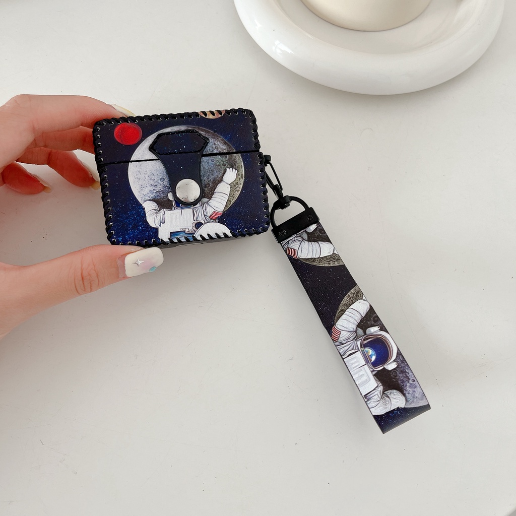 Vỏ Bảo Vệ Hộp Sạc Tai Nghe AirPods 1 2 3 pro2 2022 Bluetooth Không Dây Chất Liệu Da PU Hình Chú Chó Có Dây Đeo Chống Thất Lạc