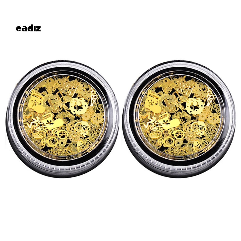 Set 2 Hộp Phụ Kiện Trang Trí Móng Tay Nghệ Thuật Kiểu Bánh Răng Lá Giáng Sinh Bắt Mắt