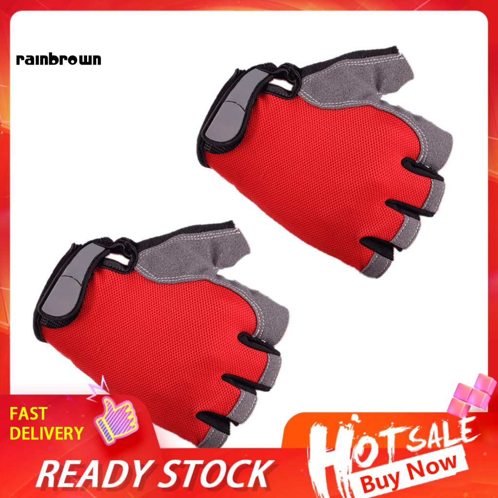 Găng Tay Nửa Ngón Chống Trượt Thoáng Khí Dùng Đạp Xe Ngoài Trời Unisex