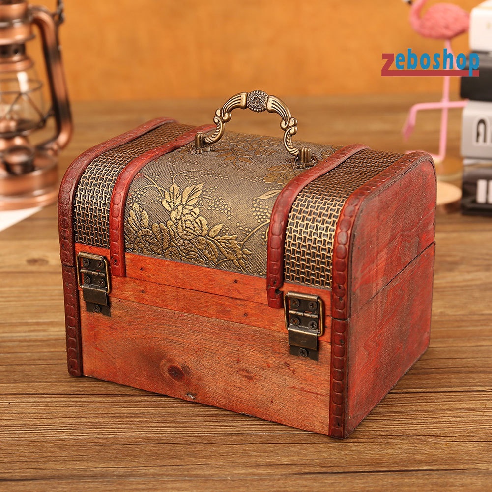 Hộp Đựng Trang Sức In Hoa Nhỏ Xinh Có Khóa Kiểu Retro