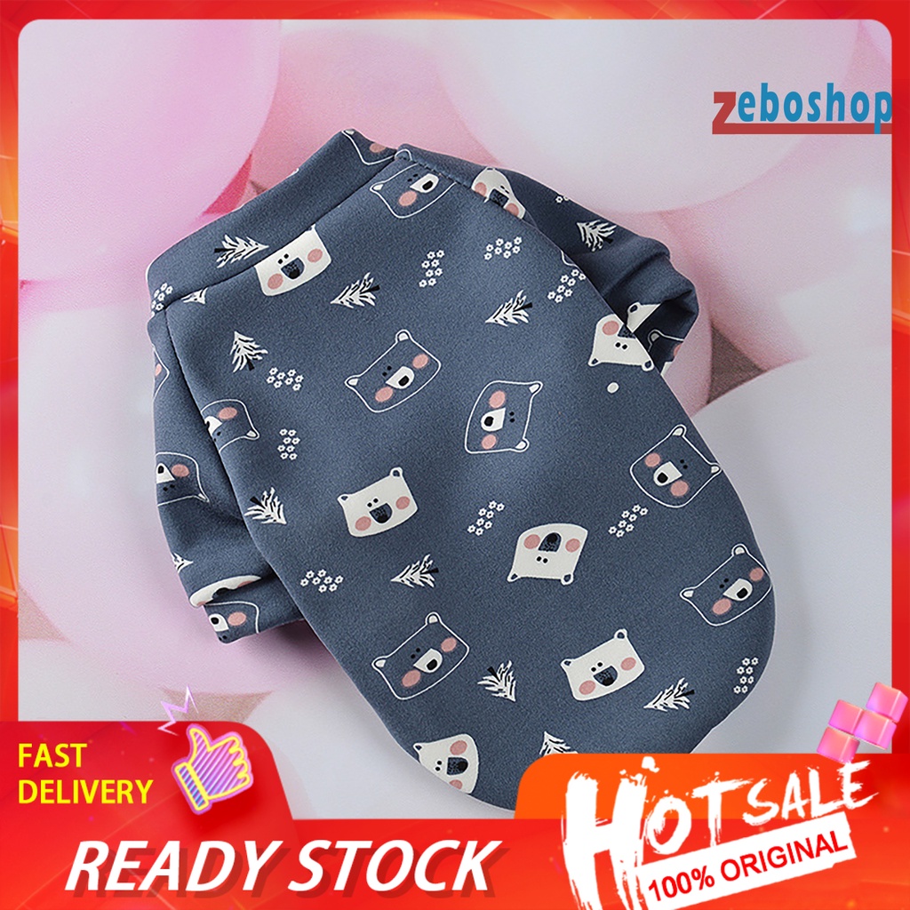 Zeboshop Áo Sweater Cotton Cổ Tròn In Họa Tiết Hoạt Hình Hai Ống Cho Cún Cưng Mặc Hàng Ngày