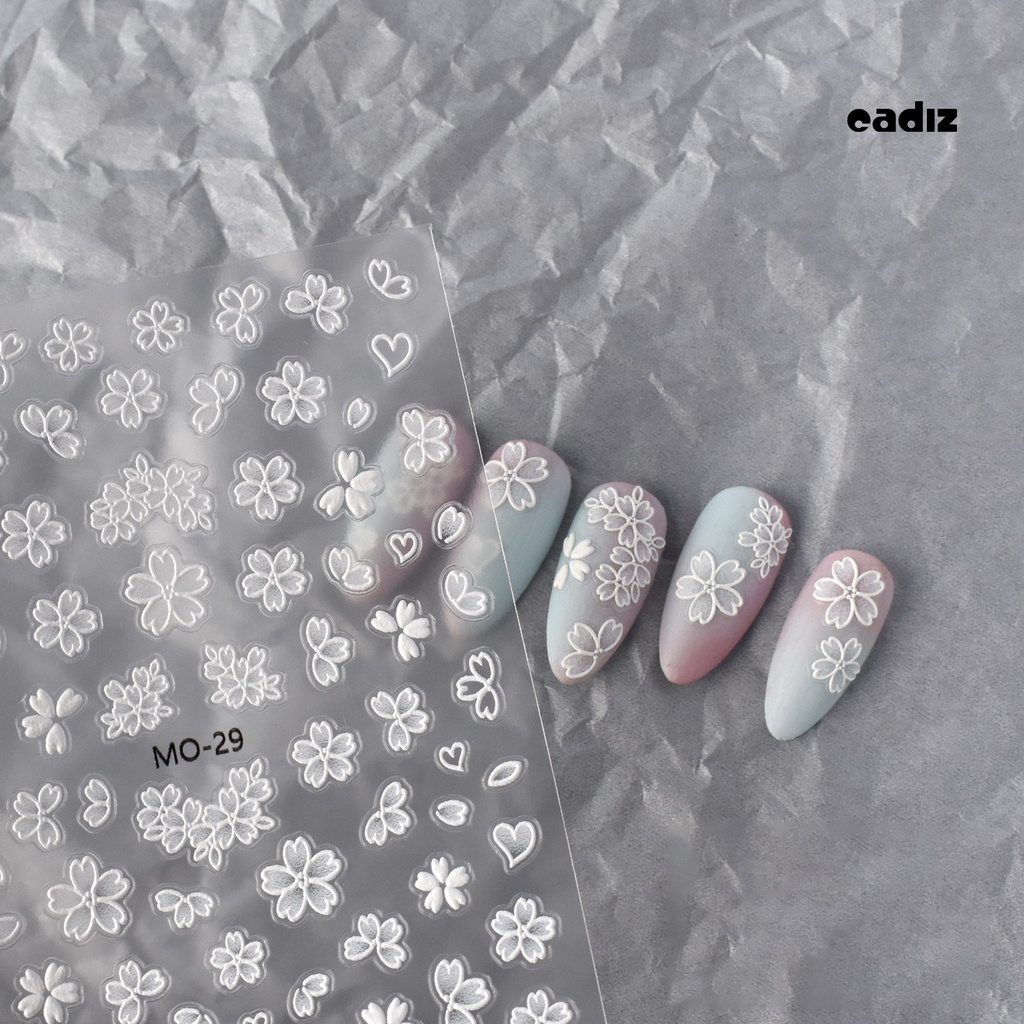 1 Tờ Miếng Dán Họa Tiết Hoa Dập Nổi 3D Nhiều Hình Dạng Trang Trí Móng Tay Nghệ Thuật Dễ Tháo Gỡ