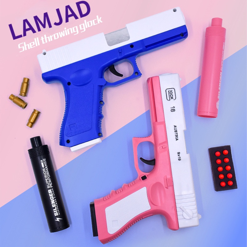 Mô phỏng Glock ném vỏ súng ngắn đồ chơi súng ngắn kéo lên nòng dưới để bắn trẻ em trai và trẻ em ăn đồ chơi gà - LAMJAD