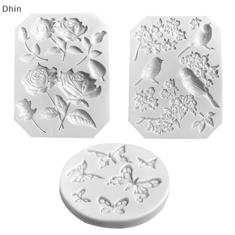 Khuôn Silicone Tạo Hình Làm Bánh Kẹo Hình Chim Và Hoa