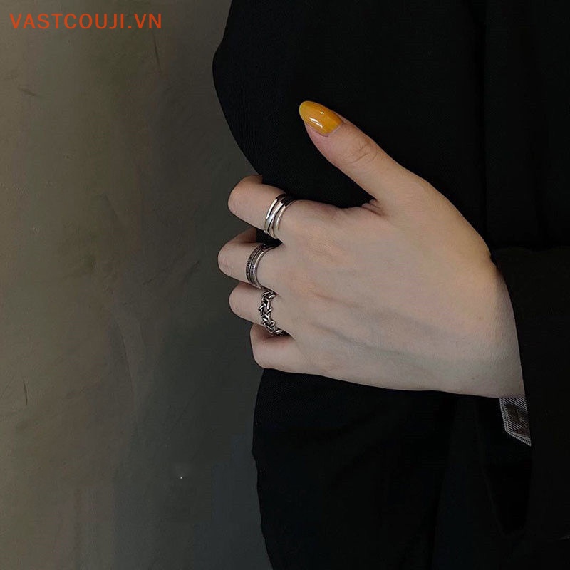 Bộ 3 Nhẫn Hợp Kim Phong Cách Hip hop Cổ Điển Cho Nam Và Nữ