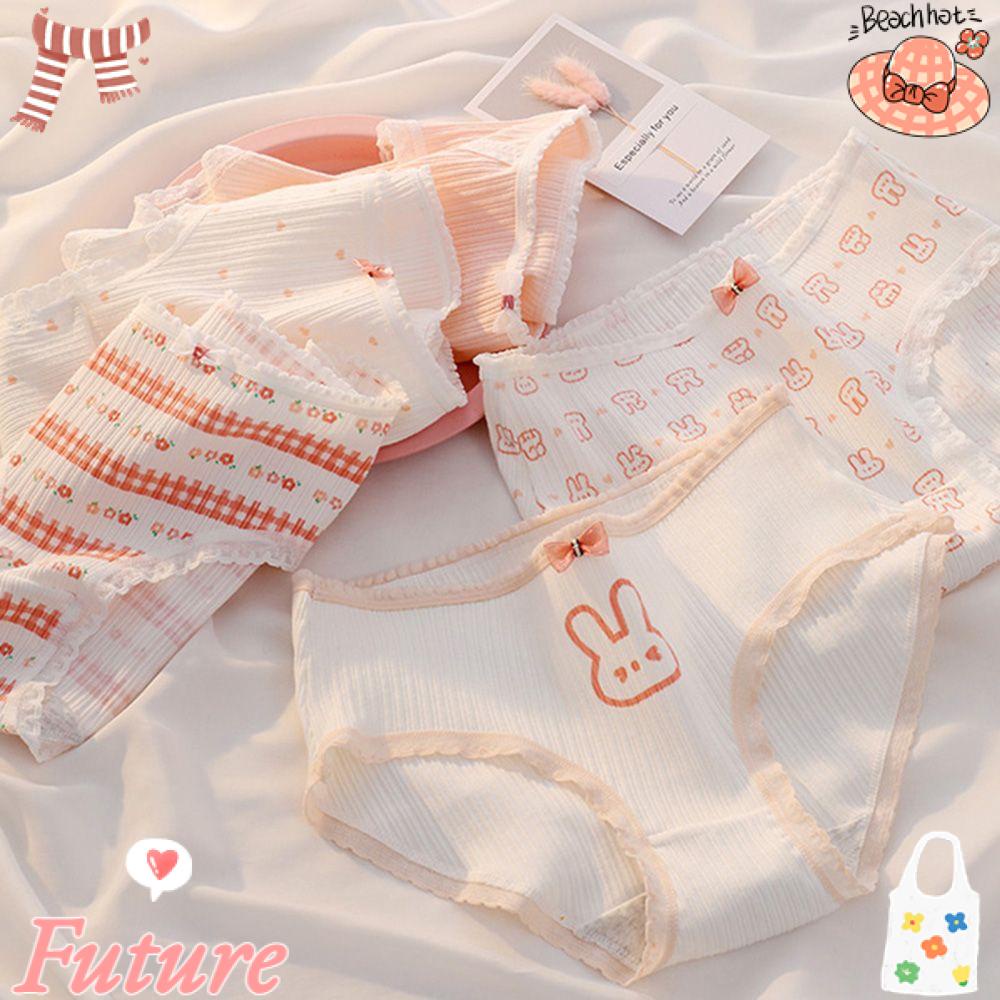 Quần Lót Cotton Thoáng Khí Thoải Mái In Họa Tiết Đáng Yêu Cho Nữ Cỡ M-XL