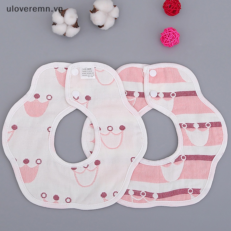 Uloveremn Yếm Ăn Cotton 6 Lớp Xoay 360 Độ Xinh Xắn Tiện Dụng Cho Bé Sơ Sinh