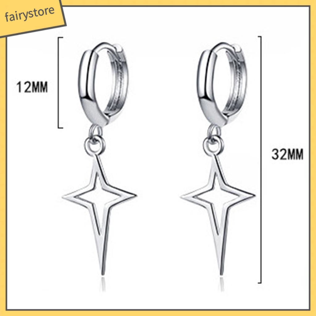 1 Đôi Bông Tai Hình Ngôi Sao Màu Trơn Phong Cách Hip hop Dành Cho Nữ