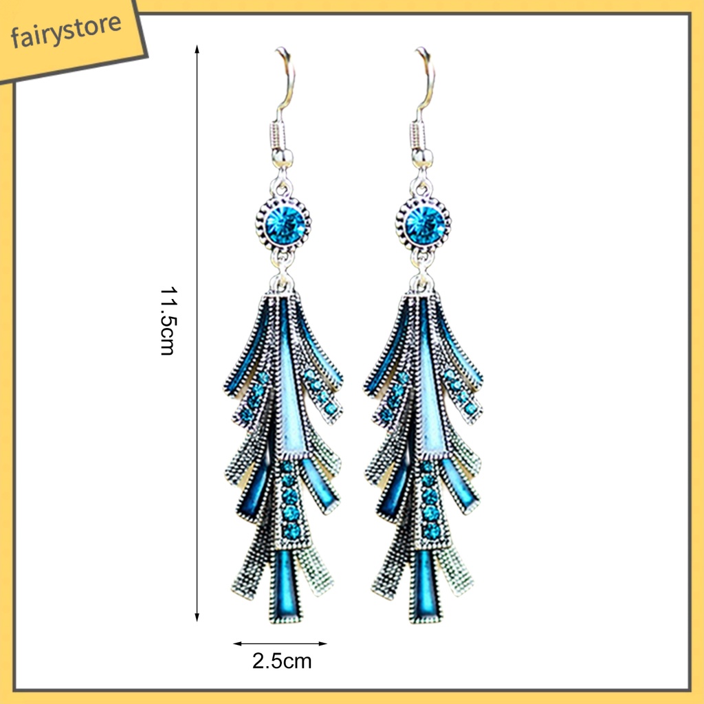 1 Đôi Bông Tai Tua Rua Bằng Hợp Kim Phong Cách Trung Hoa Dành Cho Nữ