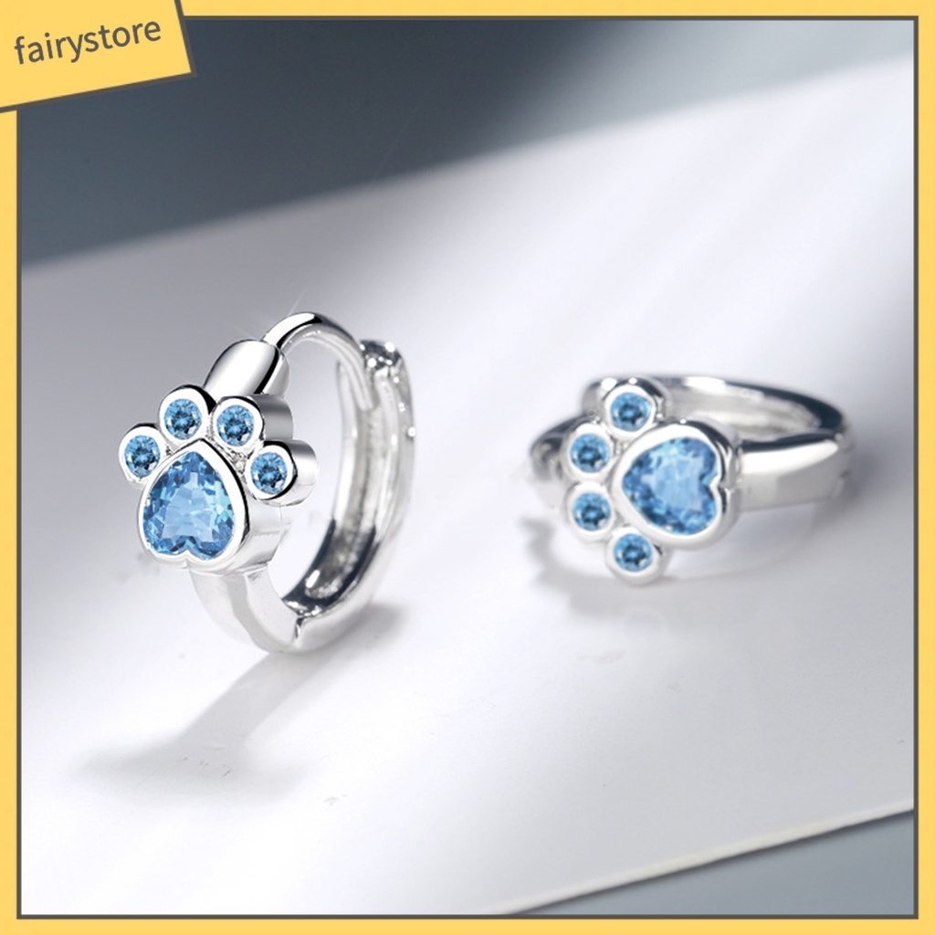 1 Đôi Bông Tai Xỏ Lỗ Hình Dấu Chân Động Vật Đính Đá Zircon Dễ Thương Lâu Trôi