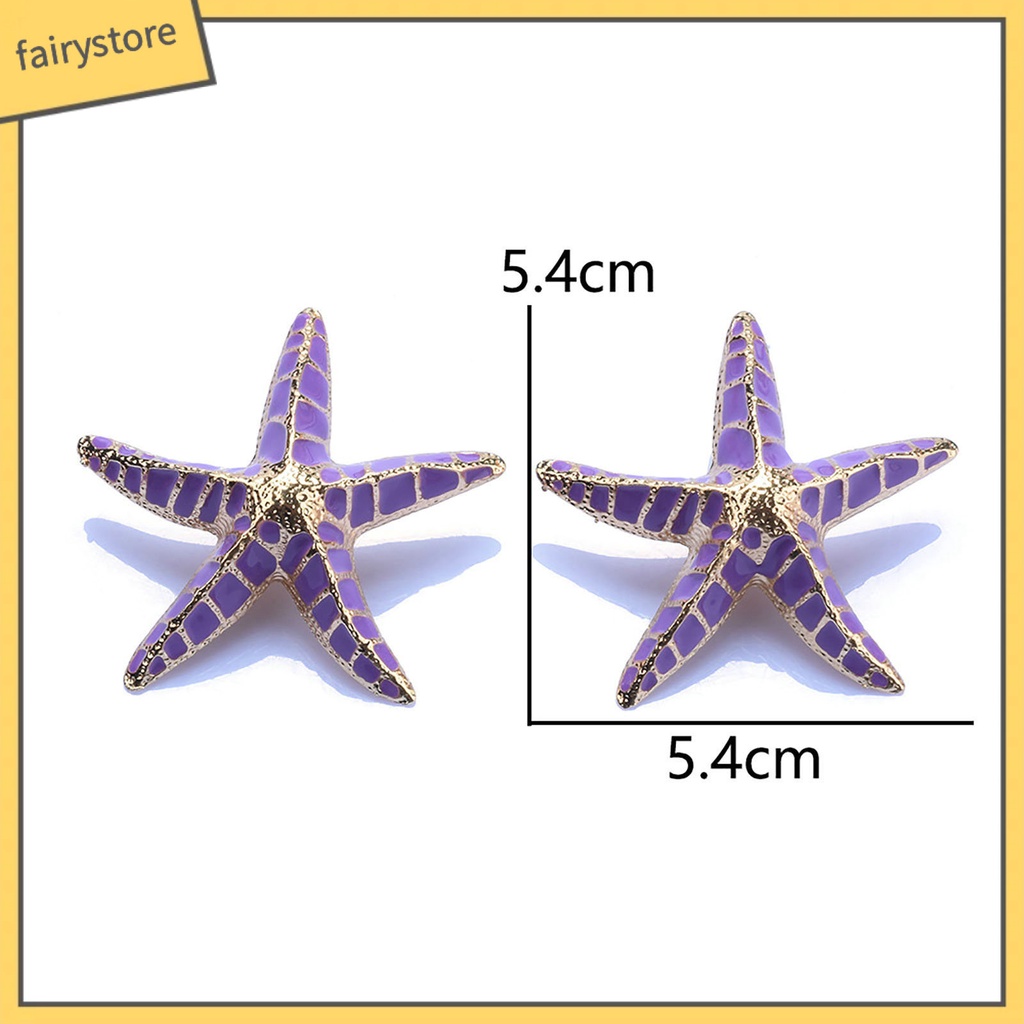 1 Đôi Bông Tai Hình Sao Biển 3D Màu Sắc Tương Phản Phong Cách Bohemia Dành Cho Nữ