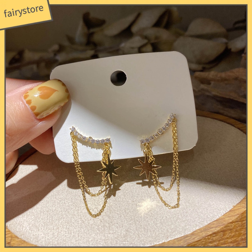 1 Cặp Bông Tai Tua Rua Đính Đá Lấp Lánh Cho Nữ