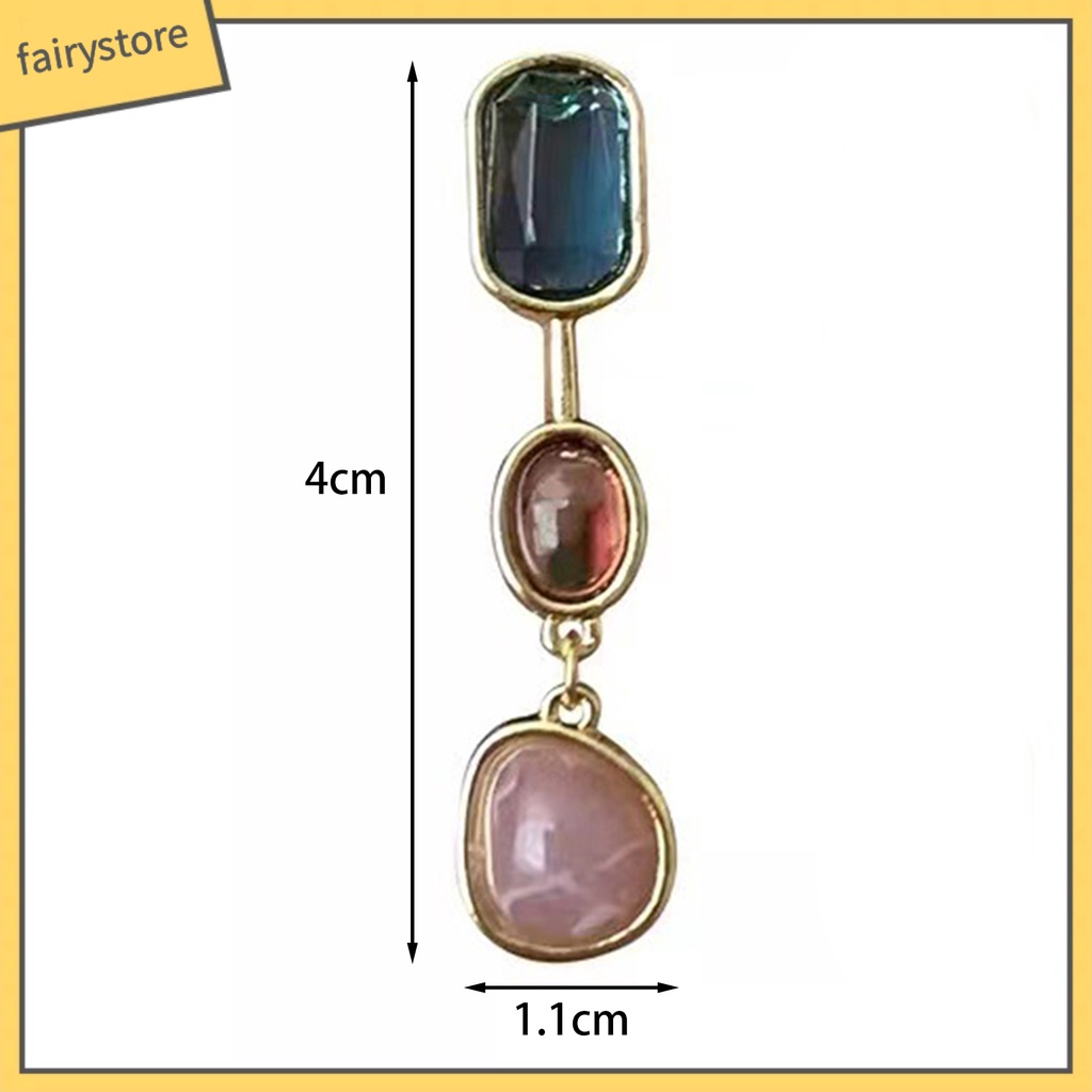 1 Đôi Bông Tai Đá Tự Nhiên Màu Sắc Tương Phản Thanh Lịch