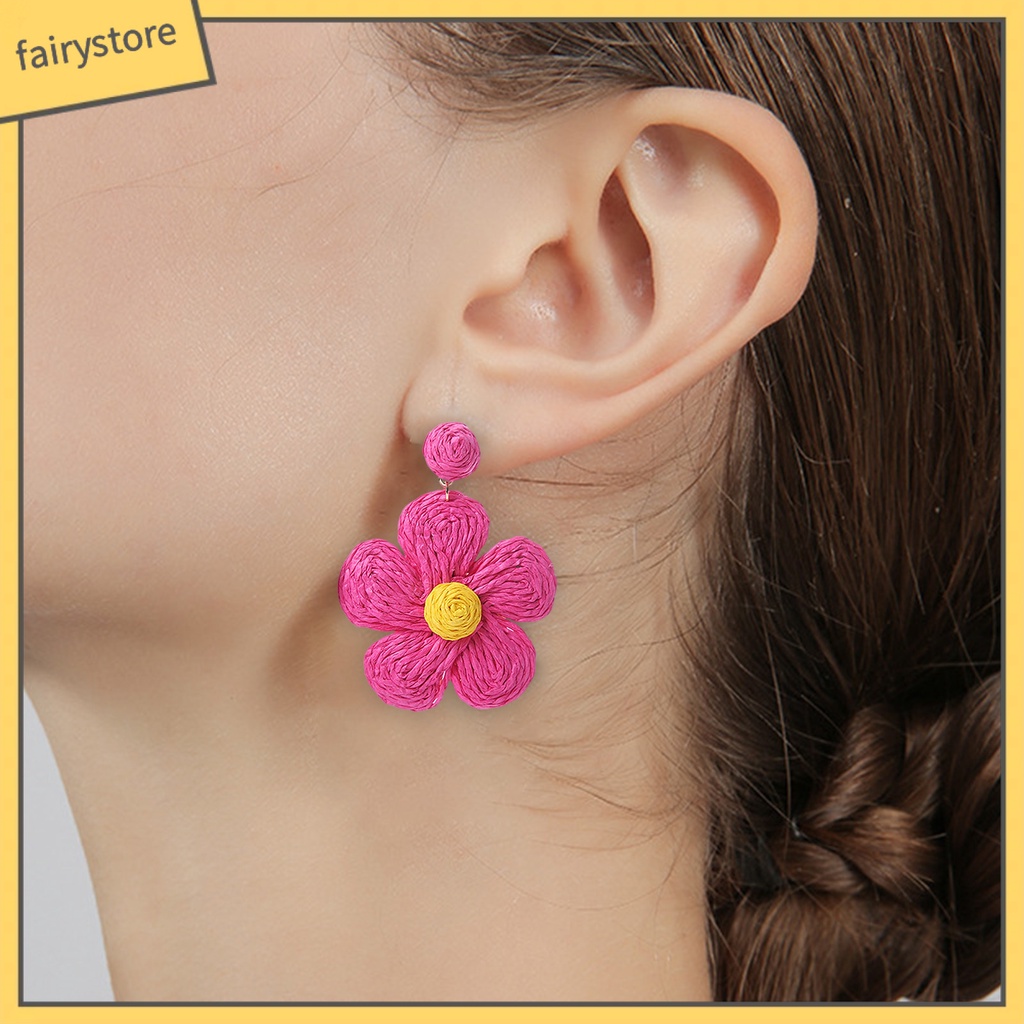 1 Đôi Bông Tai Hình Hoa Màu Sắc Tươi Sáng Phong Cách Kỳ Nghỉ Cho Nữ