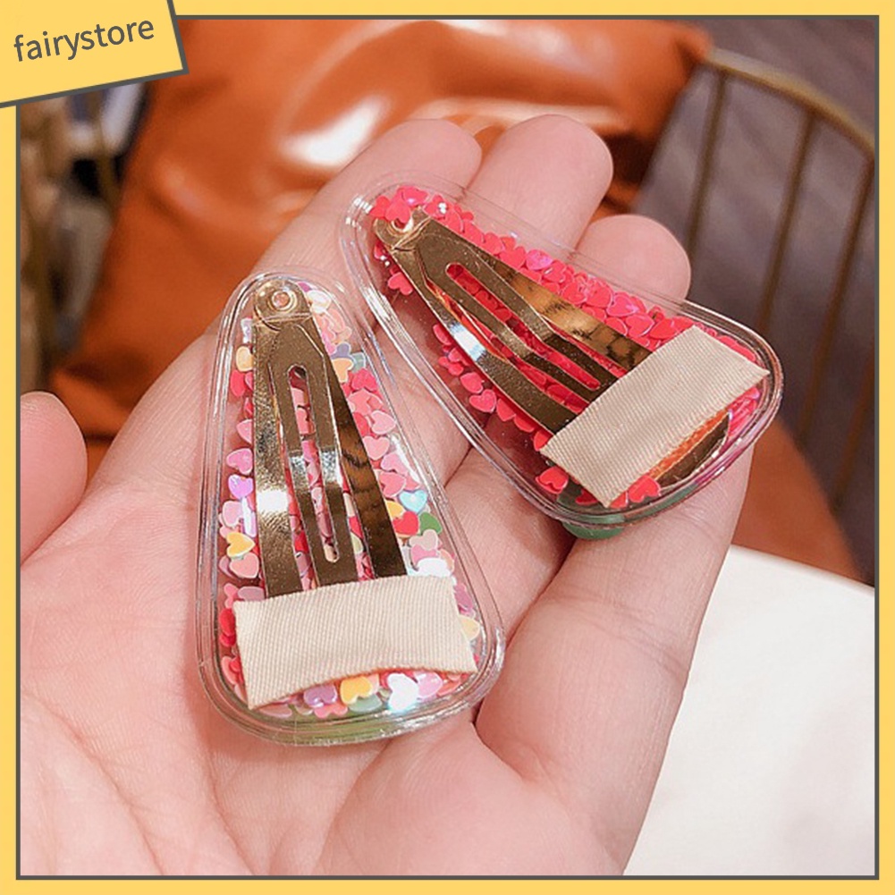 Kẹp Tóc Cát Chảy Hình Giọt Nước Trong Suốt Cho Bé Gái