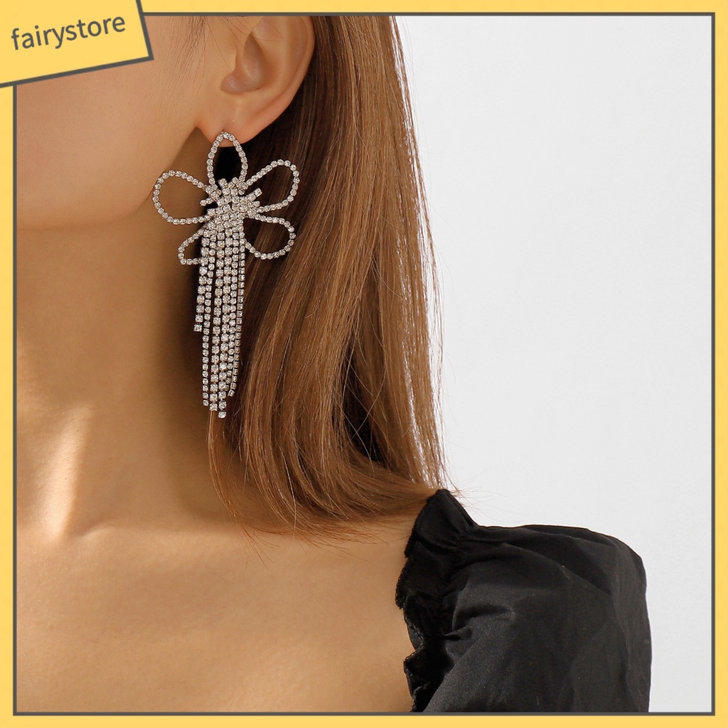 1 Đôi Bông Tai Hình Hoa Đính Đá Sang Trọng Cho Nữ