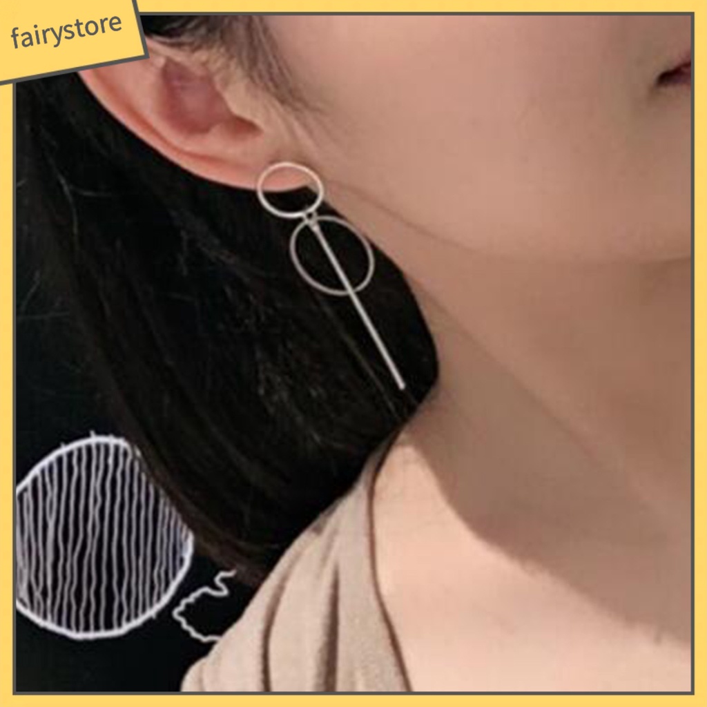 Bông Tai Hình Tròn Phối Tua Rua Dáng Dài Bằng Hợp Kim Thời Trang Dự Tiệc Cho Nữ