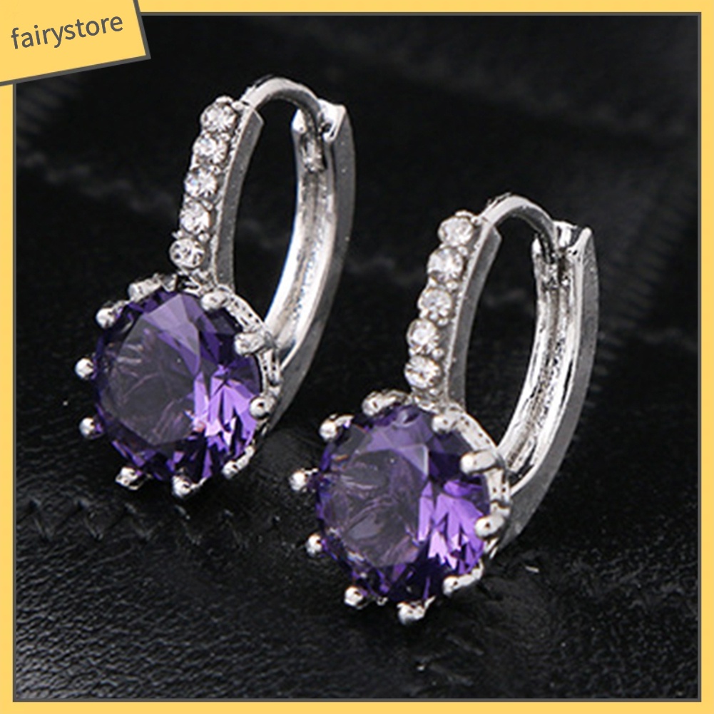 Khuyên Tai Tròn Đính Đá Zircon Thời Trang Cho Nữ