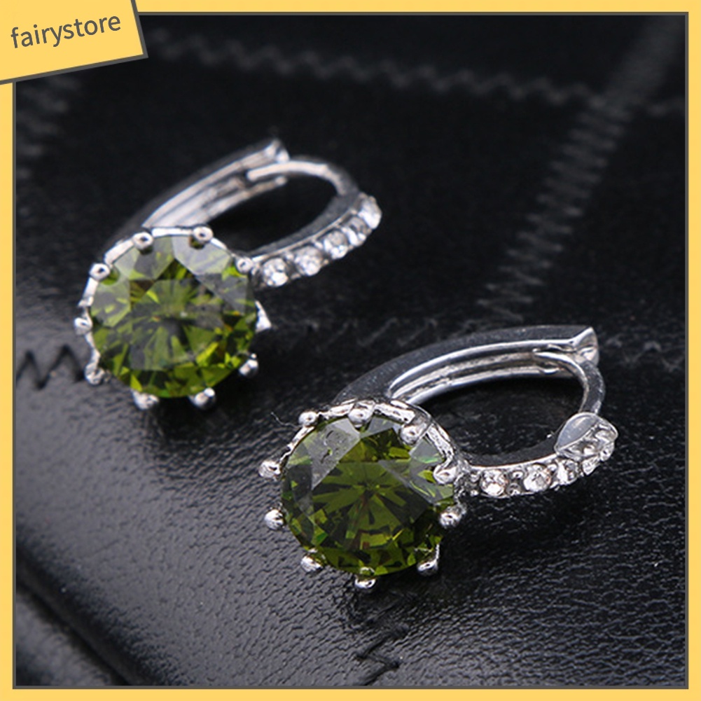 Khuyên Tai Tròn Đính Đá Zircon Thời Trang Cho Nữ