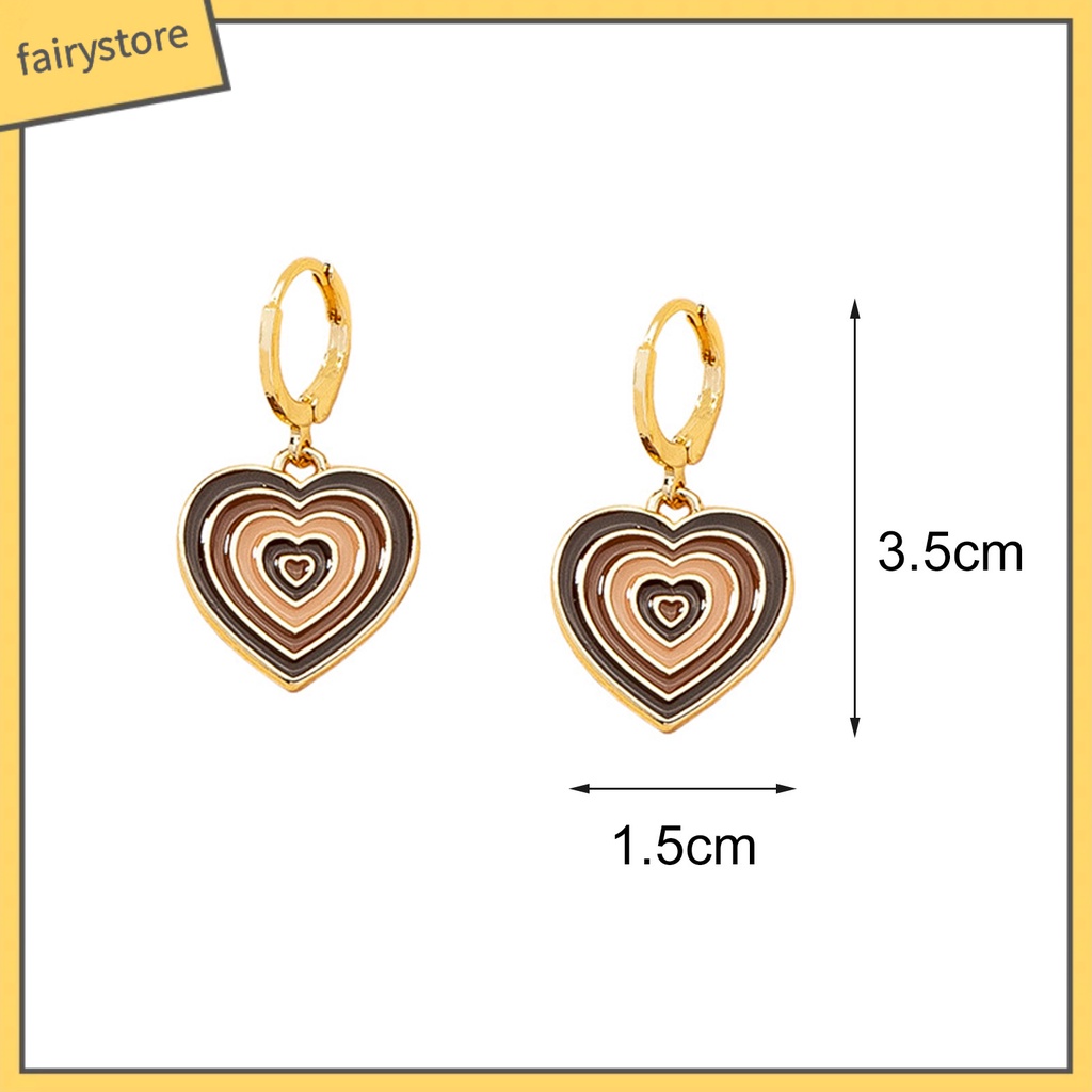 [FRO] 1 Cặp Bông Tai Đinh Tán Nhiều Lớp Hình Trái Tim Tinh Tế Phù Hợp Với Mọi Loại Trang Sức