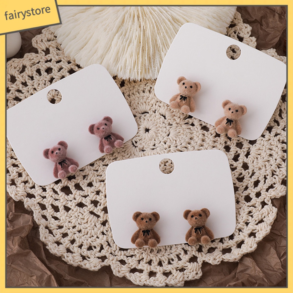 1 Đôi Bông Tai Hình Gấu Hoạt Hình Bằng Hợp Kim Cho Nữ