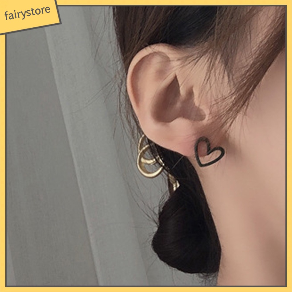 1 Đôi Bông Tai Hình Trái Tim Quyến Rũ Dành Cho Nữ