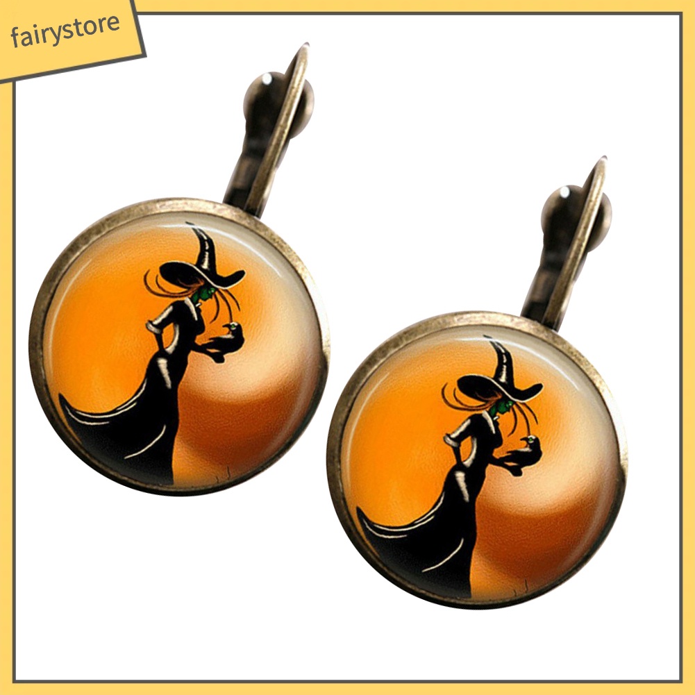 1 Cặp Bông Tai Hình Phù Thủy Thủy Thủy Tinh Cabochon Đeo Sau Lưng Cho Nữ