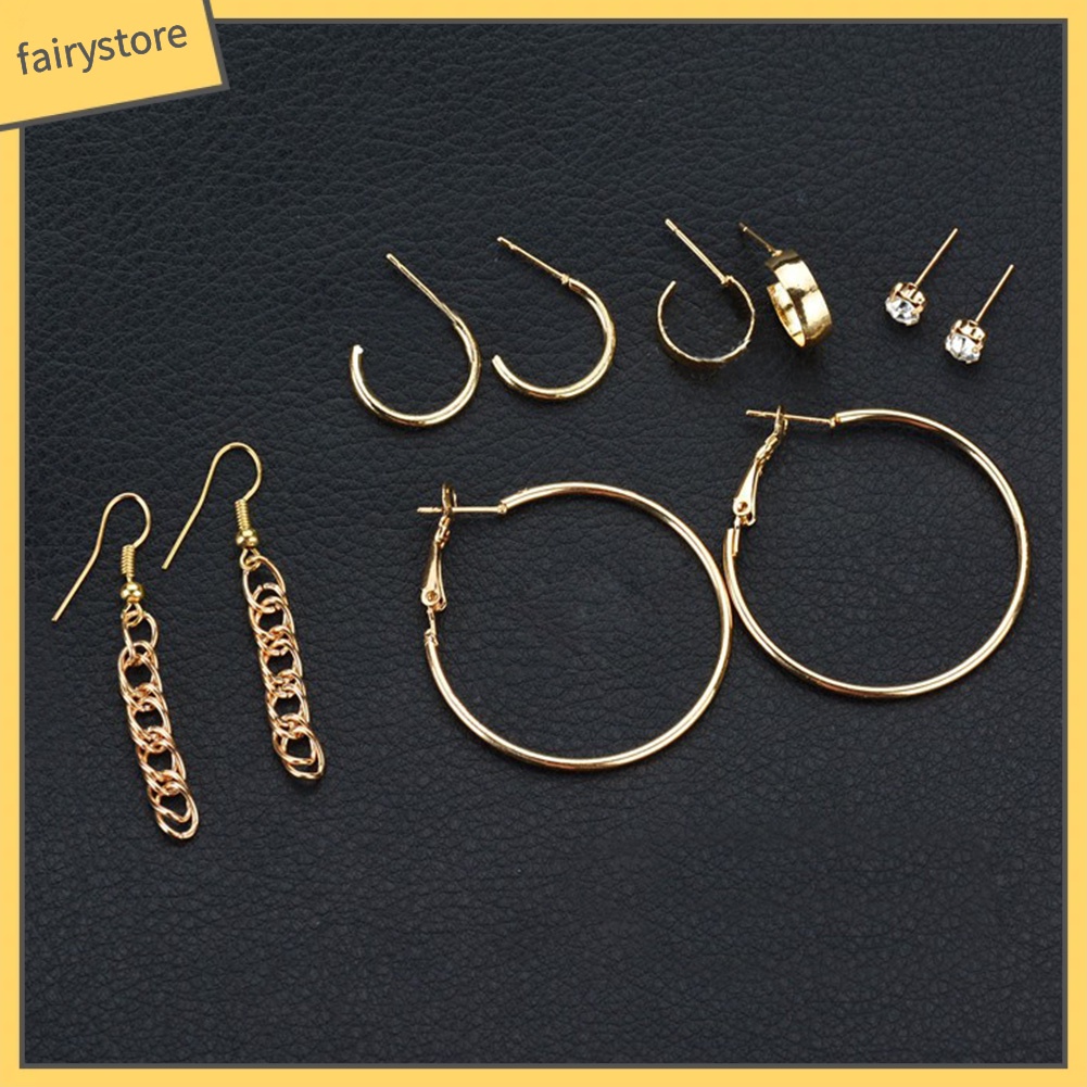 Bộ Khuyên Tai Dạng Móc Đính Đá Lấp Lánh Thời Trang Cho Nữ